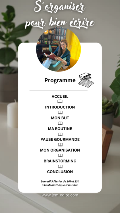 programe s'organiser pour bien écrire